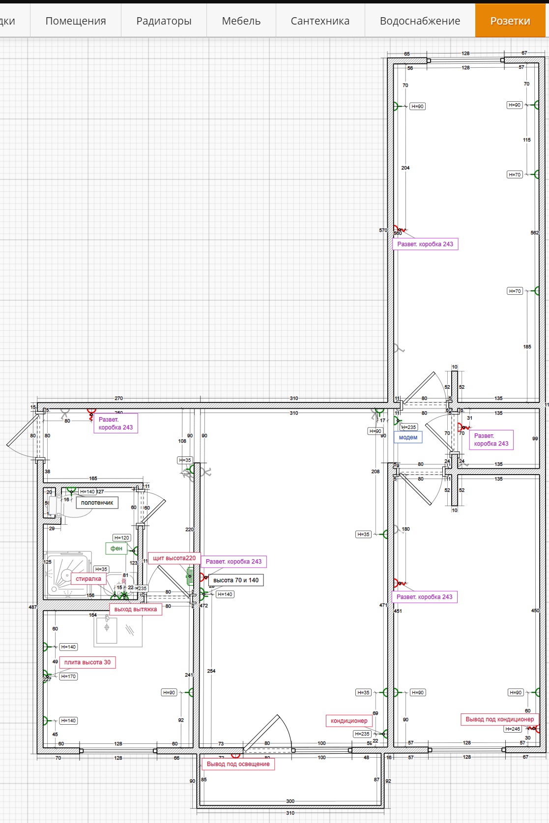 план схема проект по замене электрике в трех комнатной квартире 60 квадратов